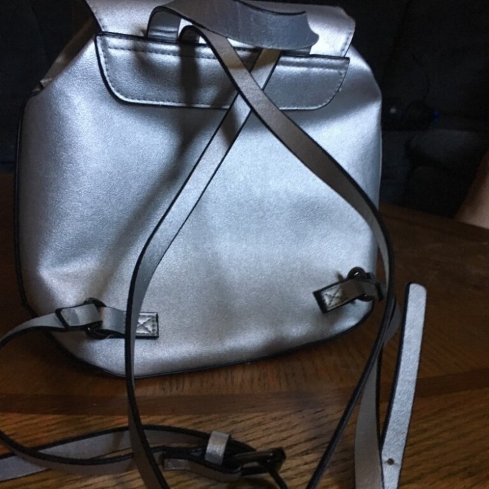Silver Backpack Purse